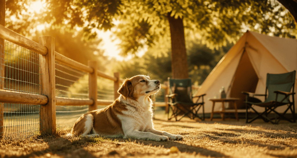 camping avec emplacement clôturé pour chien détente