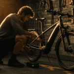Charger velo electrique dans garage lumineux