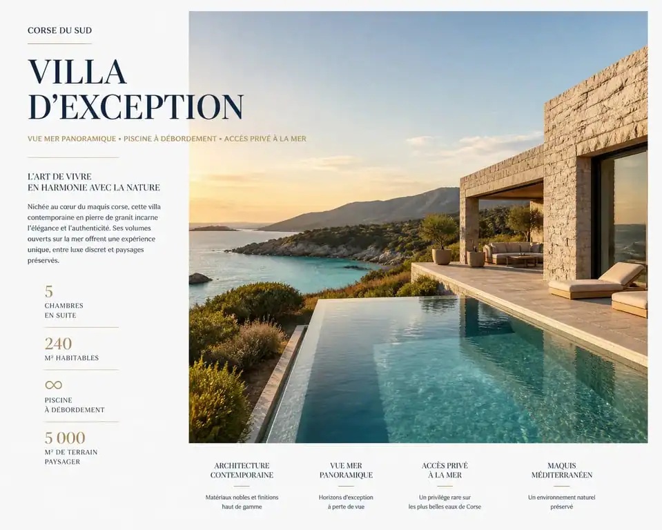 Villa de luxe en bord de mer en Corse avec piscine à débordement pour une location de vacances inoubliable