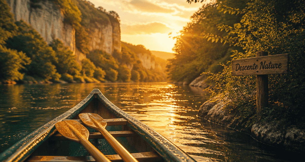 ou faire du canoe sur riviere france golden hour