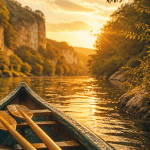ou faire du canoe sur riviere france golden hour