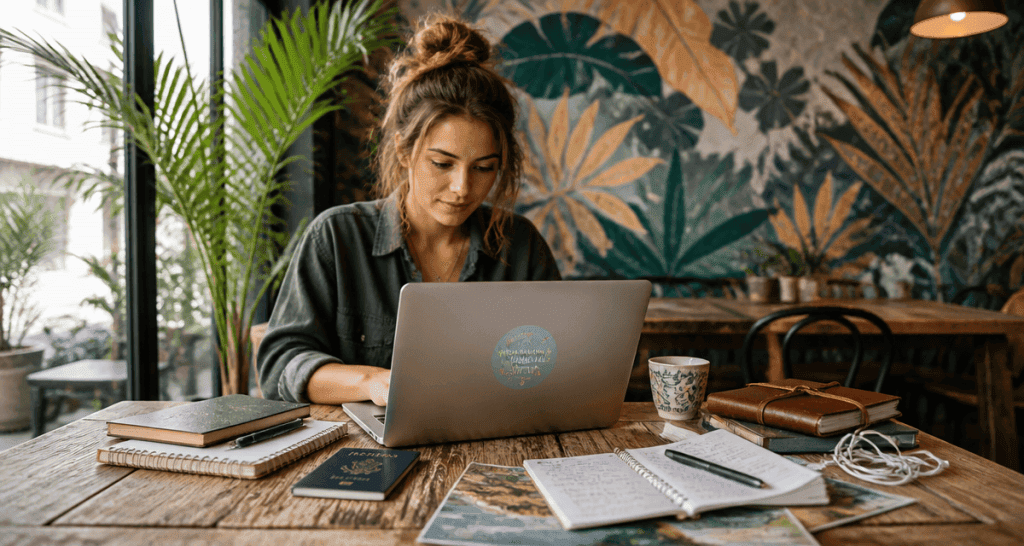 travail nomade femme ordinateur café Brésil