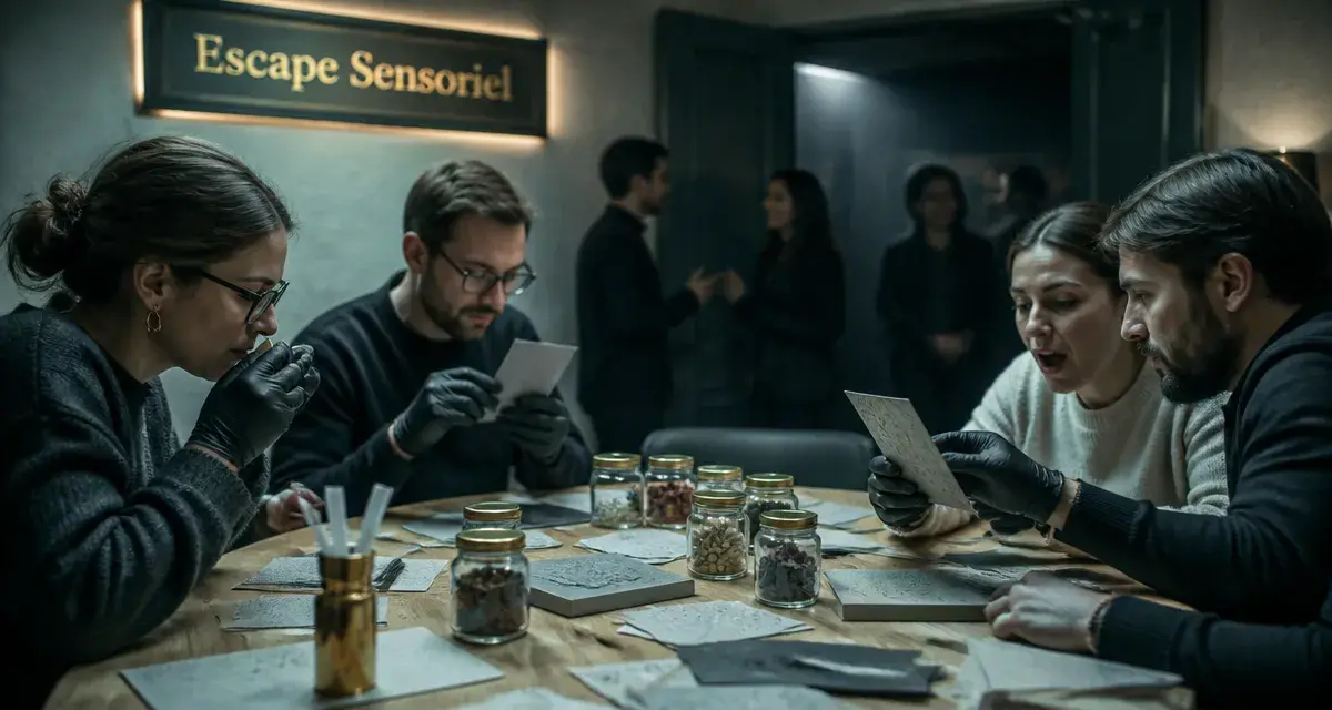 Activité de groupe originale Escape Sensoriel en équipe autour d’une table.