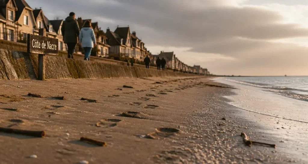 Plage Caen à Ouistreham, Côte de Nacre, promenade en bord de mer