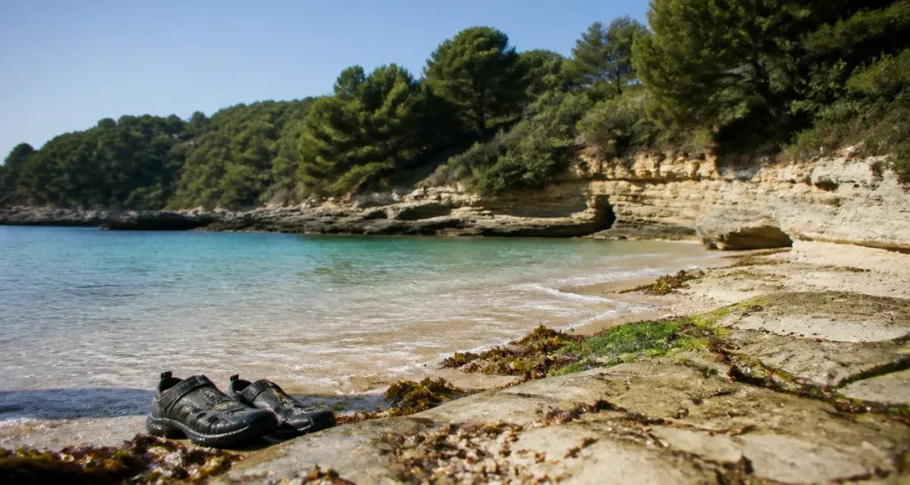 Plage du trelus : sable, galets et eau turquoise à Toulon
