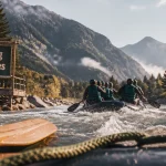 Rafting dans les Pyrénées : radeau et pagaies sur une rivière pyrénéenne