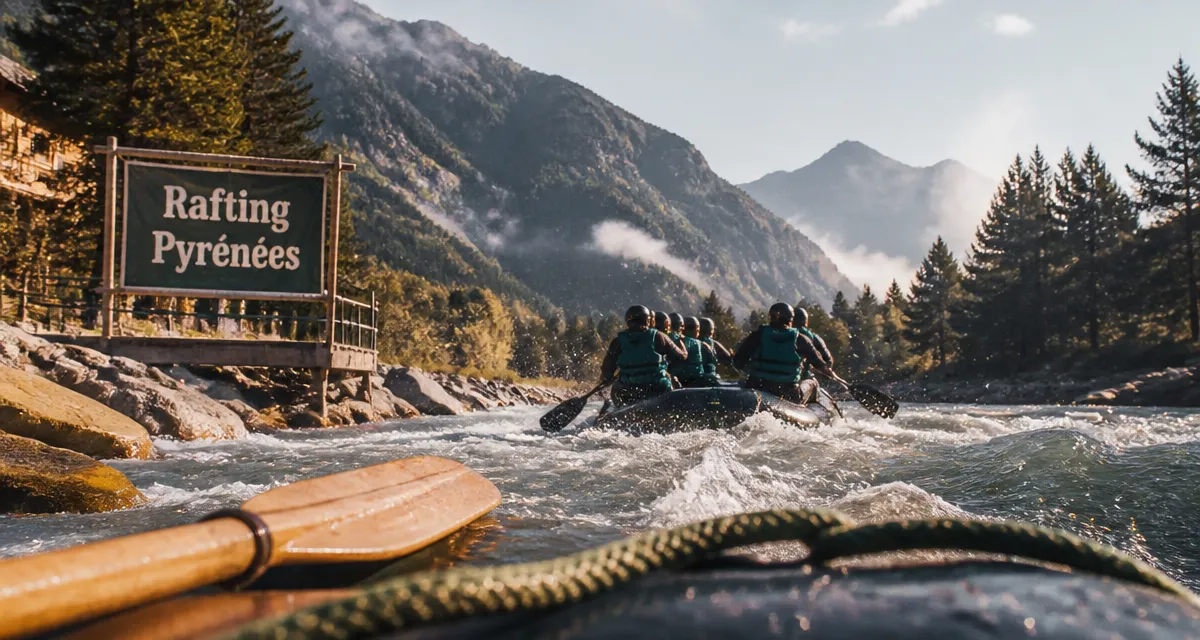 Rafting dans les Pyrénées : radeau et pagaies sur une rivière pyrénéenne