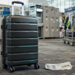 valise moyen sejour 65 cm serrure TSA en hall d’aéroport