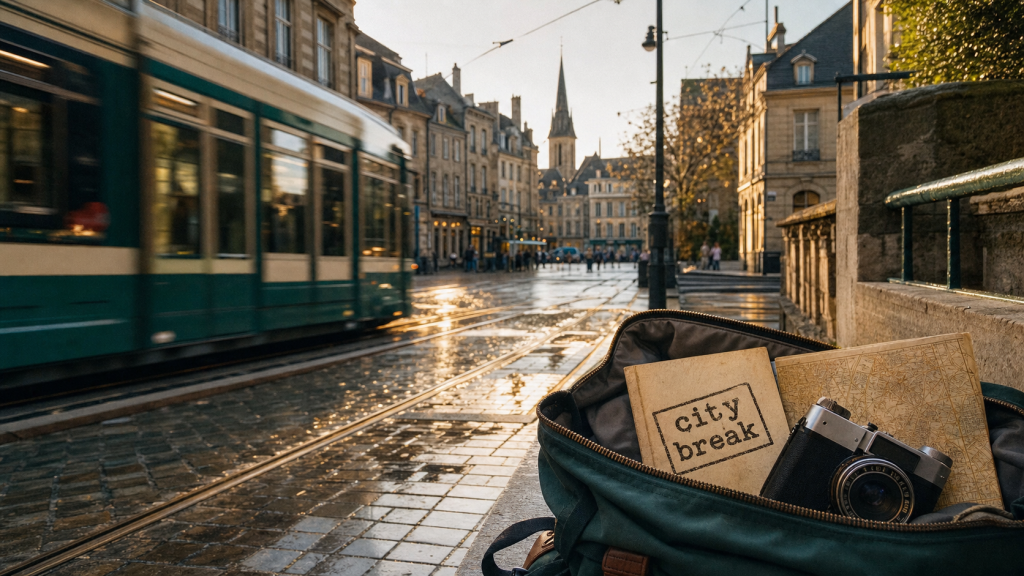 weekend en europe : city break depuis une gare, sac à dos et billet
