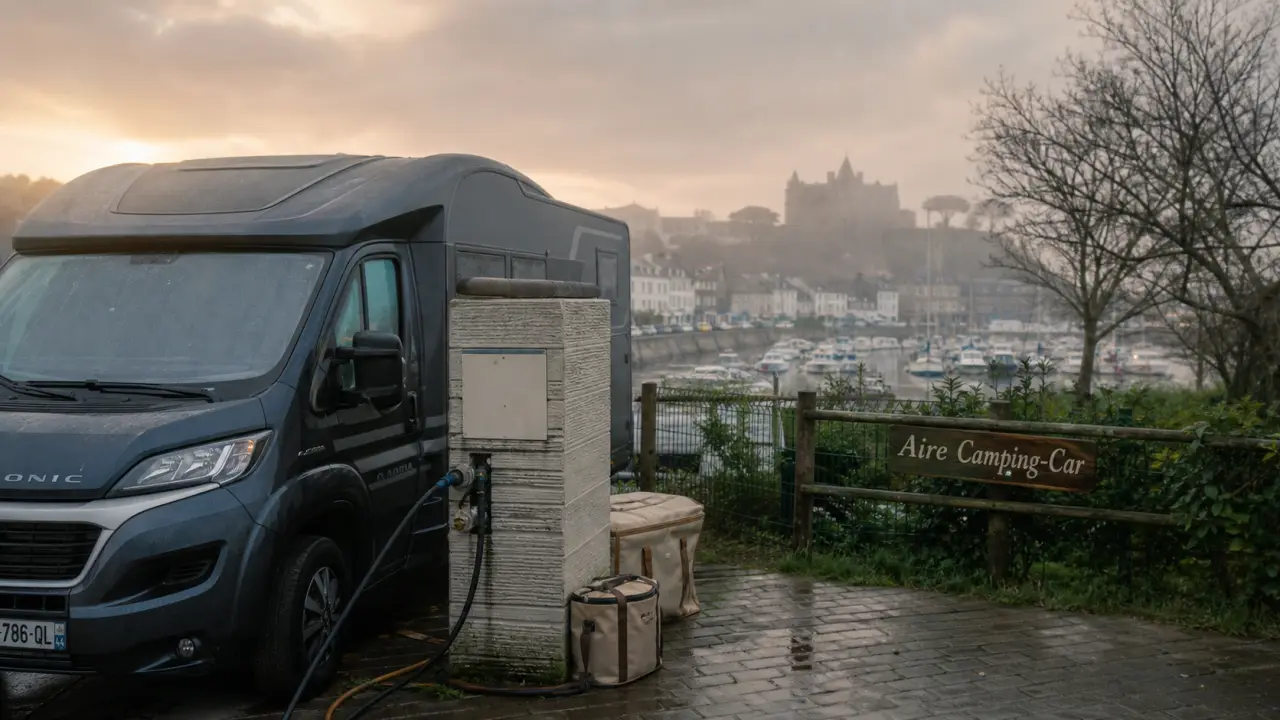 Aire de camping car pornic avec borne services et camping-car près du Vieux-Port