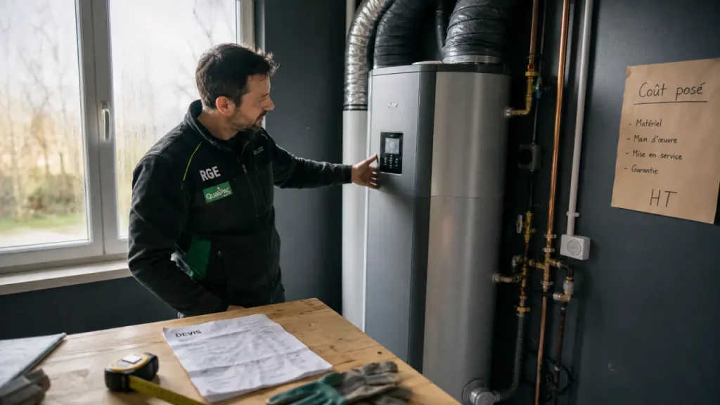 Chauffe eau thermodynamique prix : chauffe-eau installé en buanderie