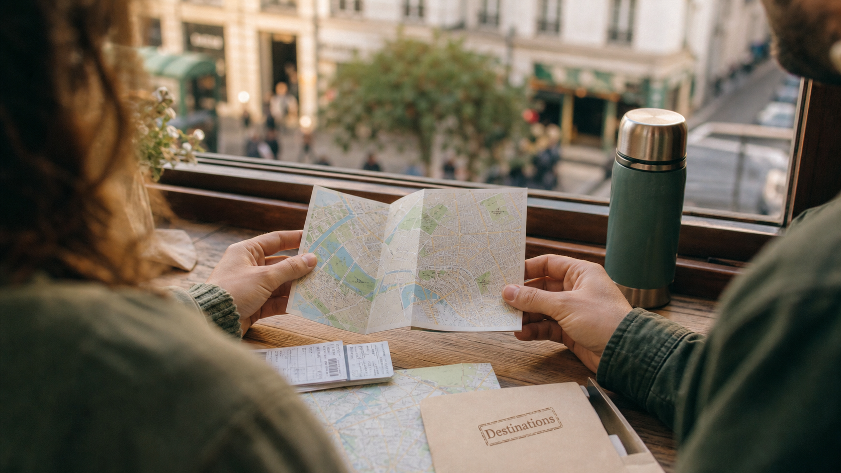 Destinations abordables en Europe : couple voyageur avec carte et billets, prêt à explorer Budapest à l’Albanie