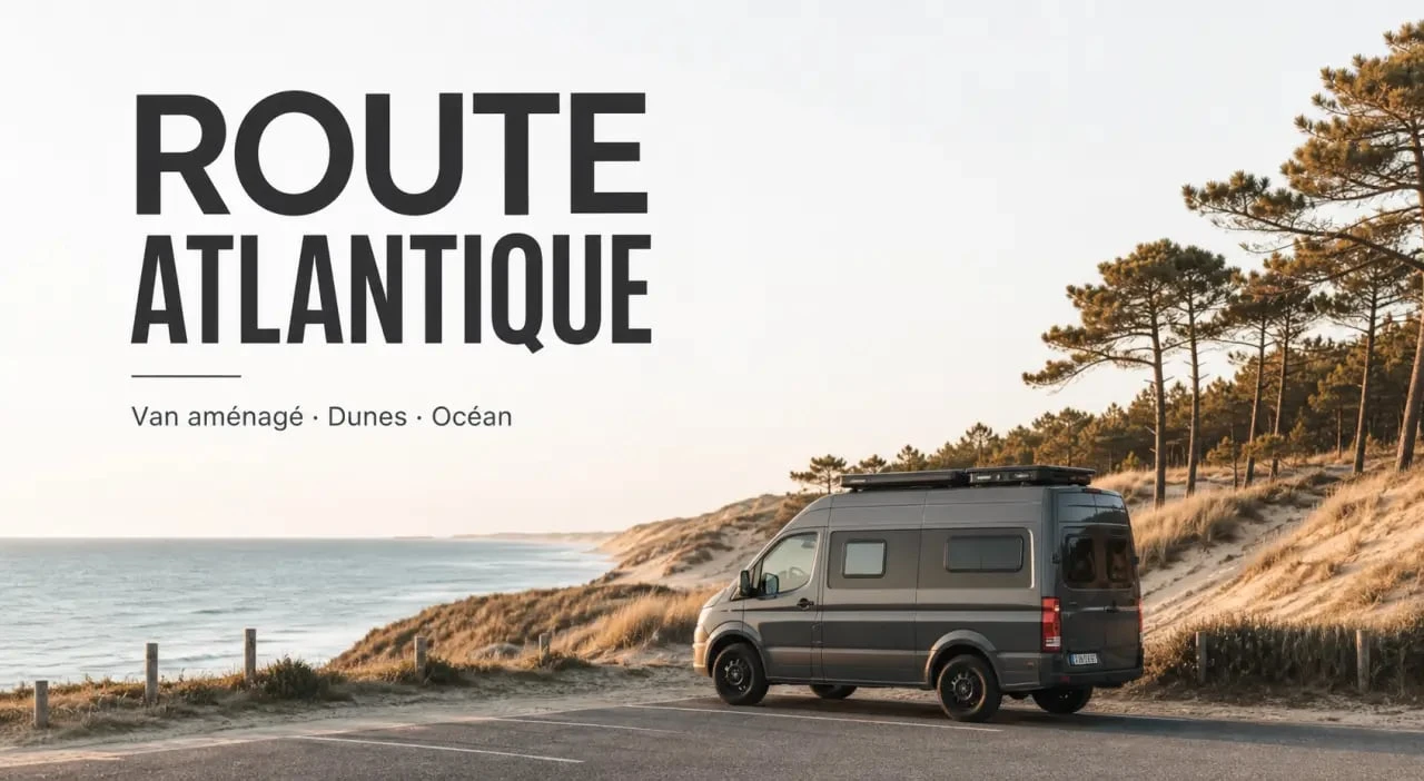 Road trip sur la côte atlantique en van aménagé face à l'océan