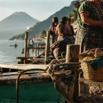 Lake Atitlan, lancha au bord du lac, villages mayas et volcan San Pedro