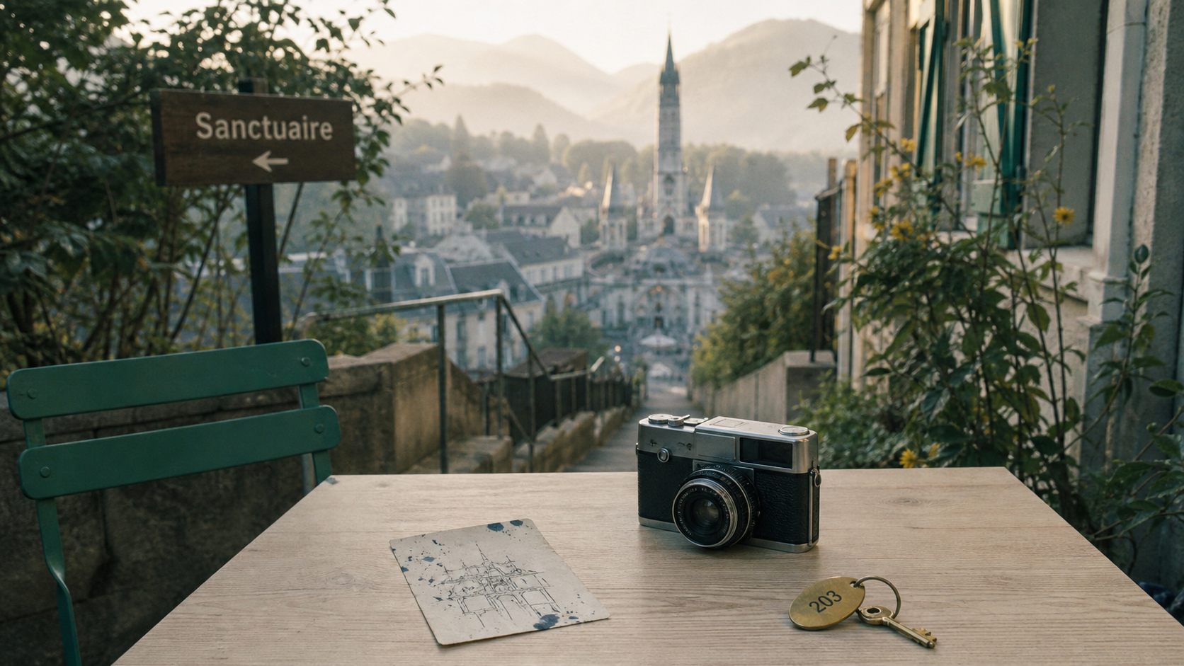 Lourdes vacances près du Sanctuaire, vue sur les Pyrénées depuis une terrasse