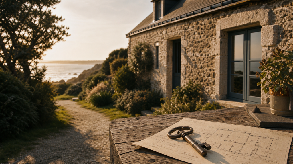 Maison en bord de mer en Bretagne avec vue mer, plage à pied
