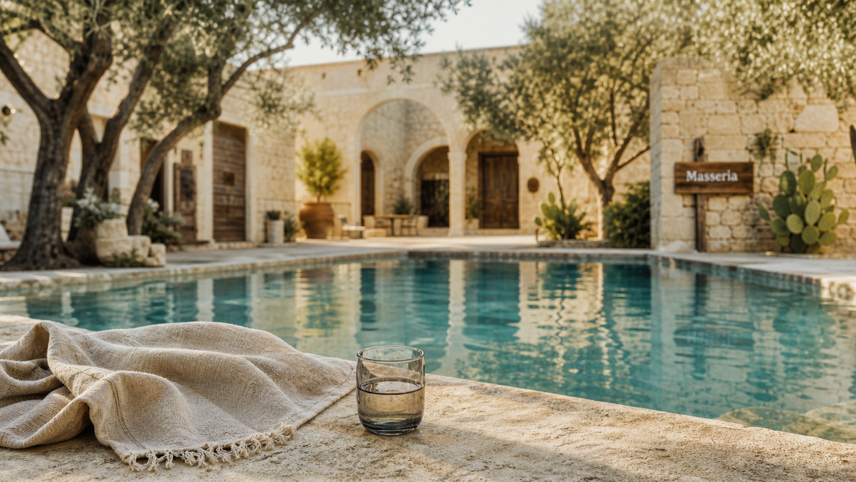 Masseria pouilles : piscine et oliviers