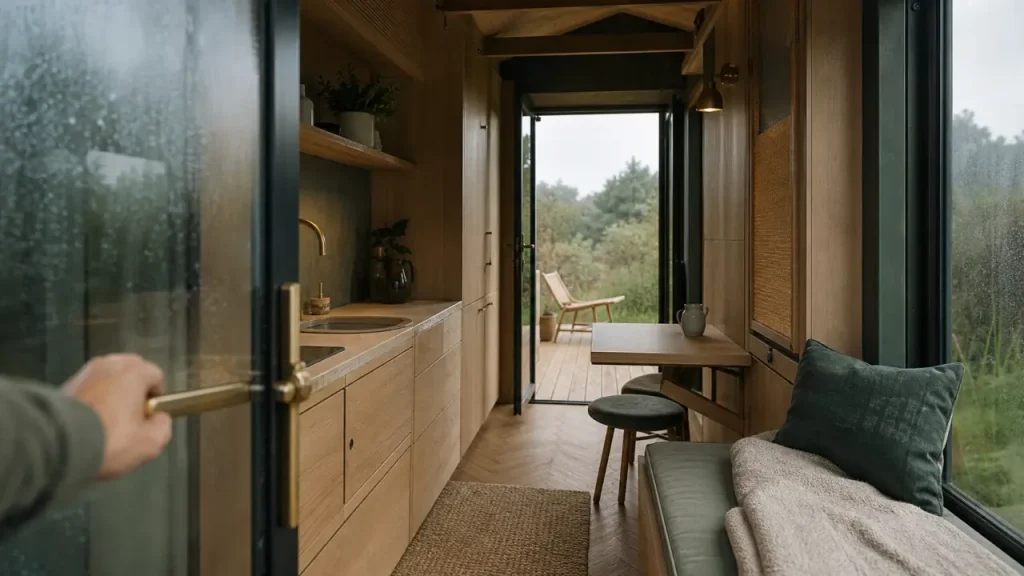 Tiny house luxe : matériaux nobles, chauffage performant et rangements intégrés