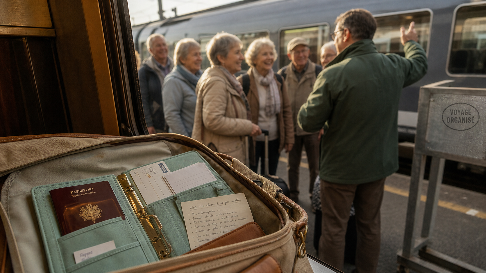 Voyages organisés pour personnes seules 70 ans : seniors en petit groupe au départ