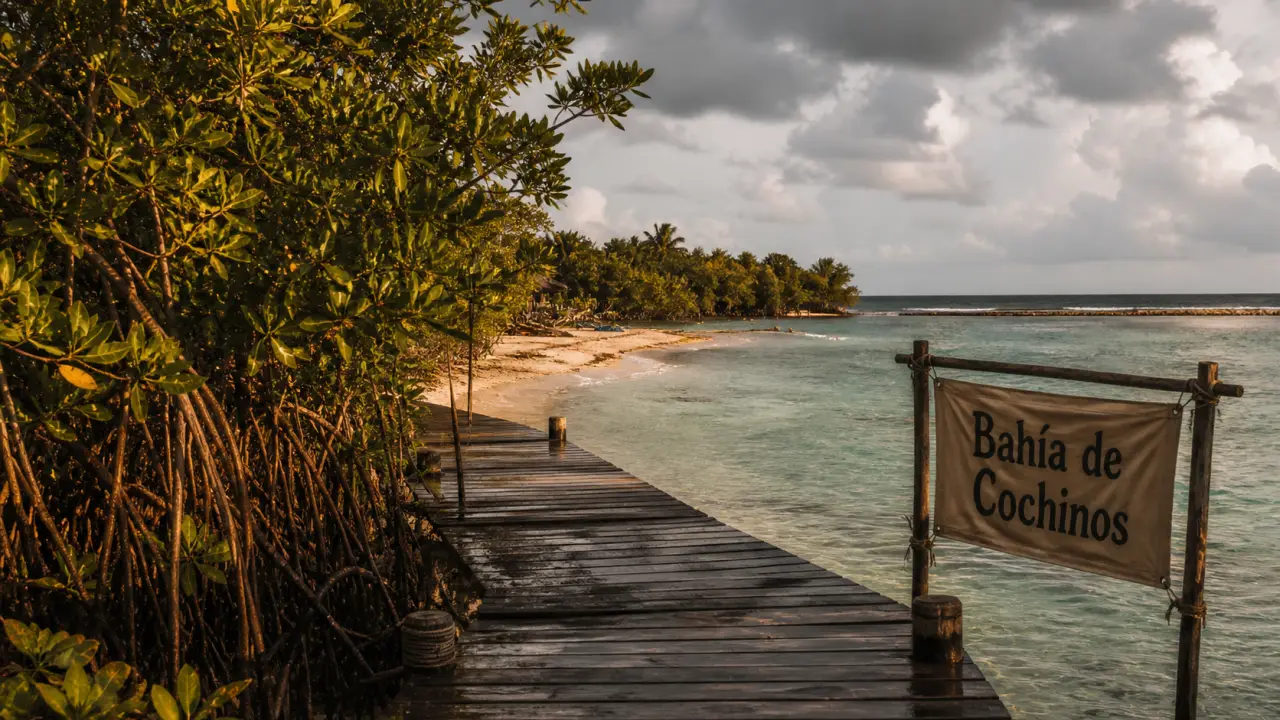 La baie aux cochons à Playa Girón : ponton vers la plage