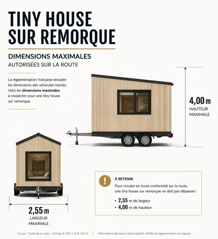 Dimensions maximales d'une tiny house : largeur et hauteur réglementaires