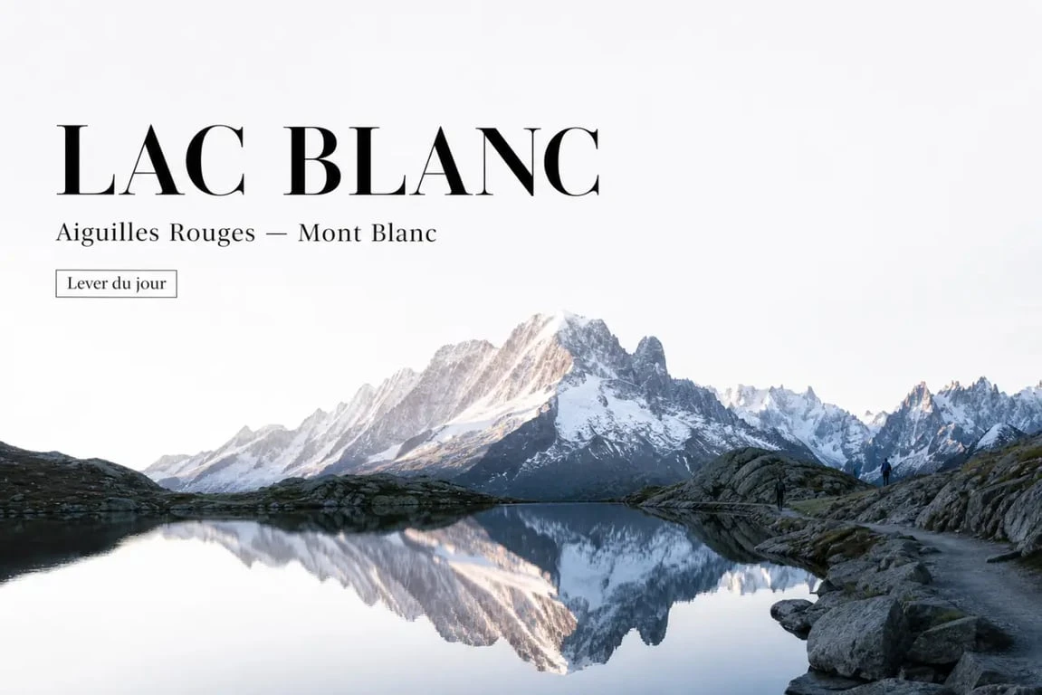 Lac blanc randonnée au Lac Blanc des Aiguilles Rouges avec vue sur le massif du Mont Blanc