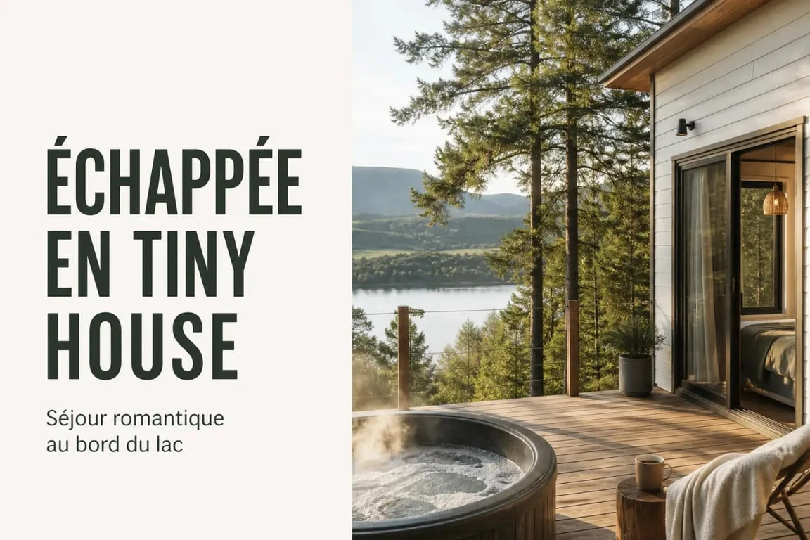 Tiny house Airbnb en forêt avec vue et jacuzzi privé