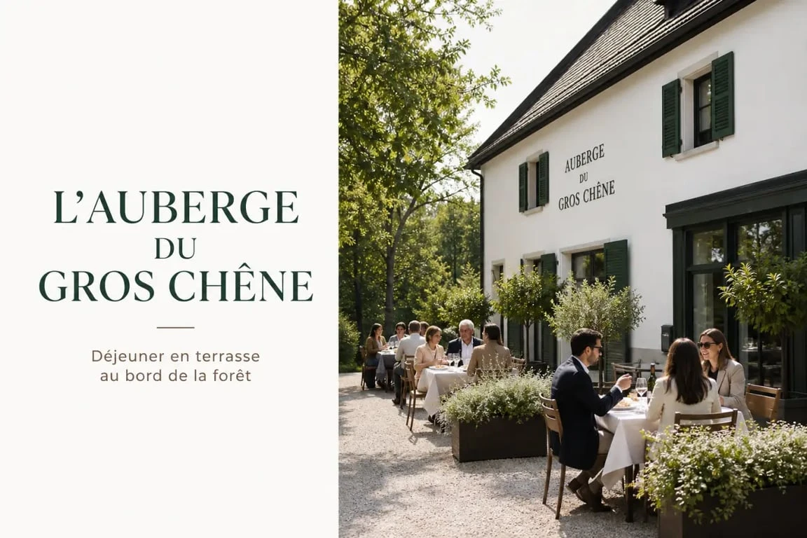 La terrasse de l’auberge du gros chêne au bord de la forêt de Haguenau