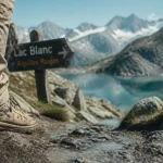 Lac blanc randonnée : panneau « Lac Blanc » aux Aiguilles Rouges