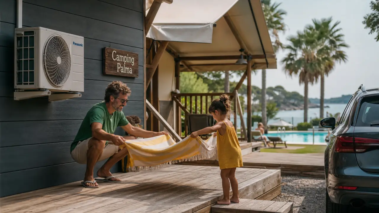Palma de Majorque camping : famille près de la piscine