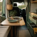 Table van aménagé pliante dans un van aménagé