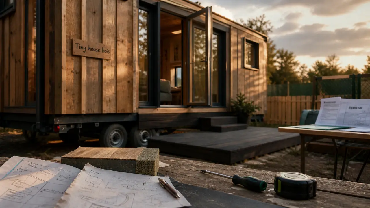 Tiny house bois sur châssis, atelier et documents administratifs