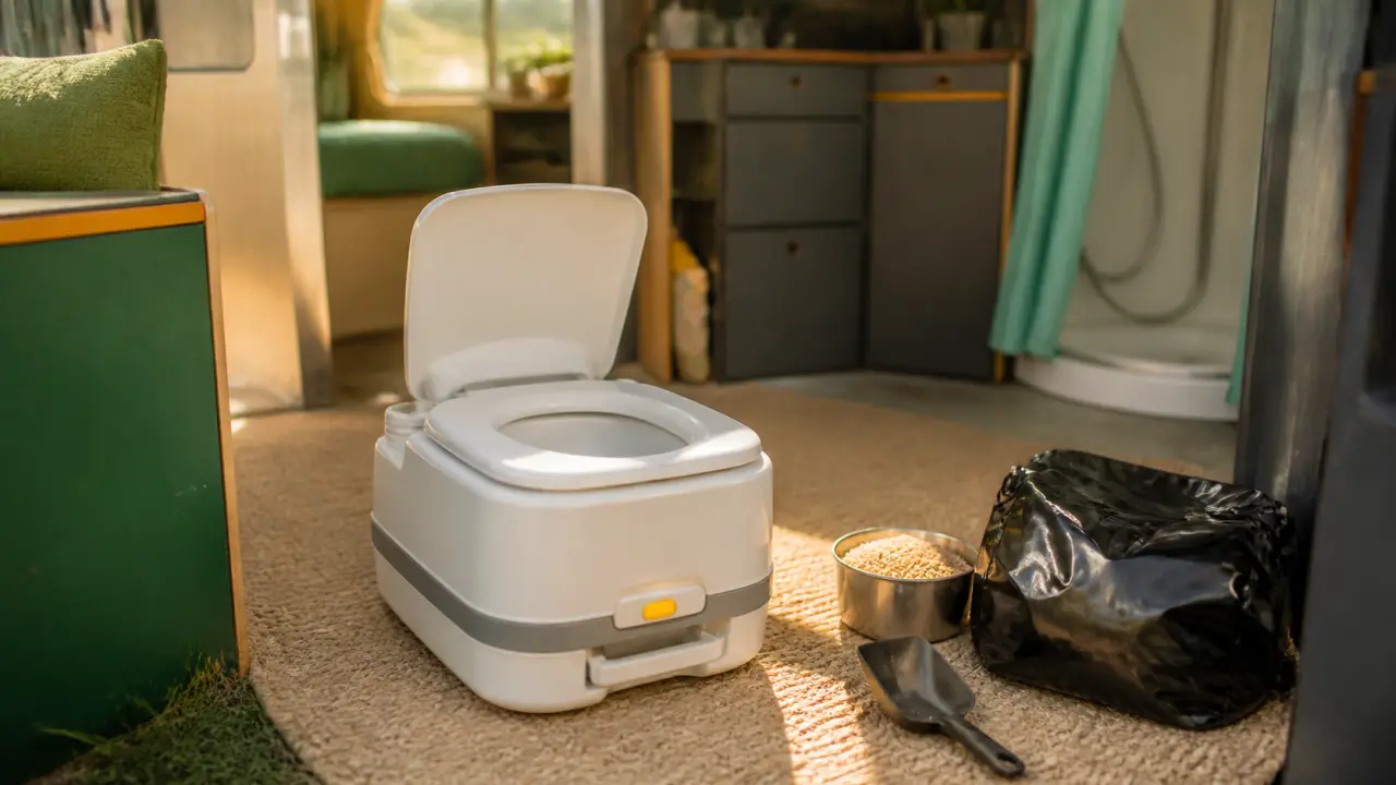 Astuce wc van aménagé : cassette WC sans odeurs dans le van