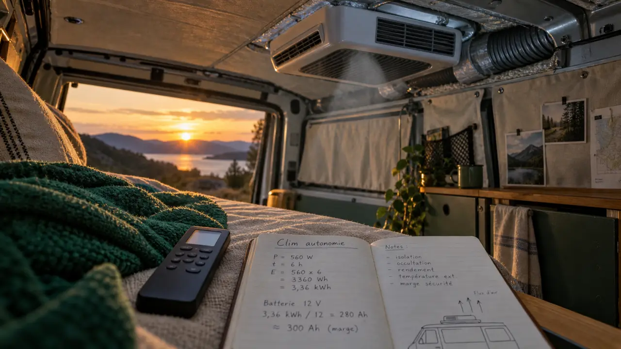 Climatiseur van aménagé pour autonomie électrique