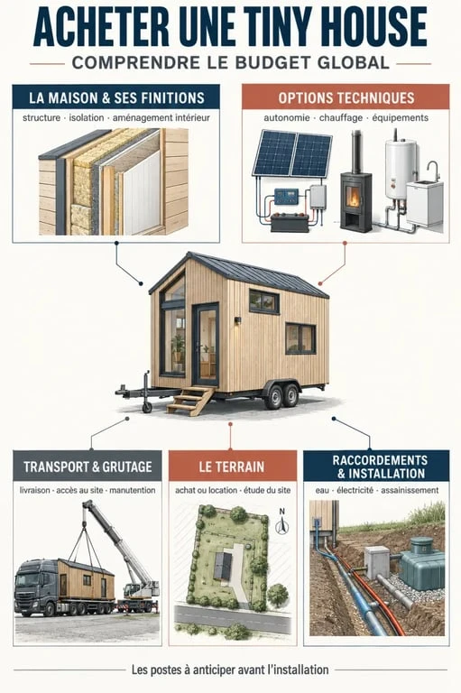 Infographie sur le budget global pour acheter une tiny house