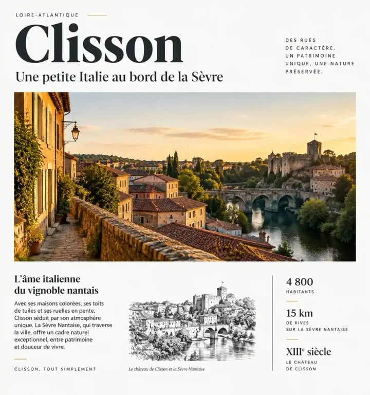 Vue pittoresque de Clisson, étape incontournable d'un séjour patrimoine près de Nantes.