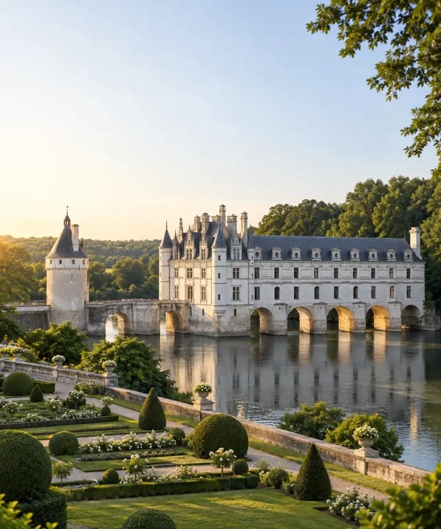 Tourisme Val de Loire Touraine : château de Chenonceau au bord du Cher