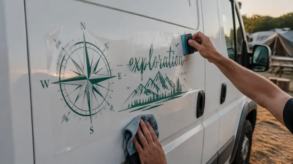 Stickers van aménagé : choisir le bon motif, la bonne taille et une pose qui tient dehors