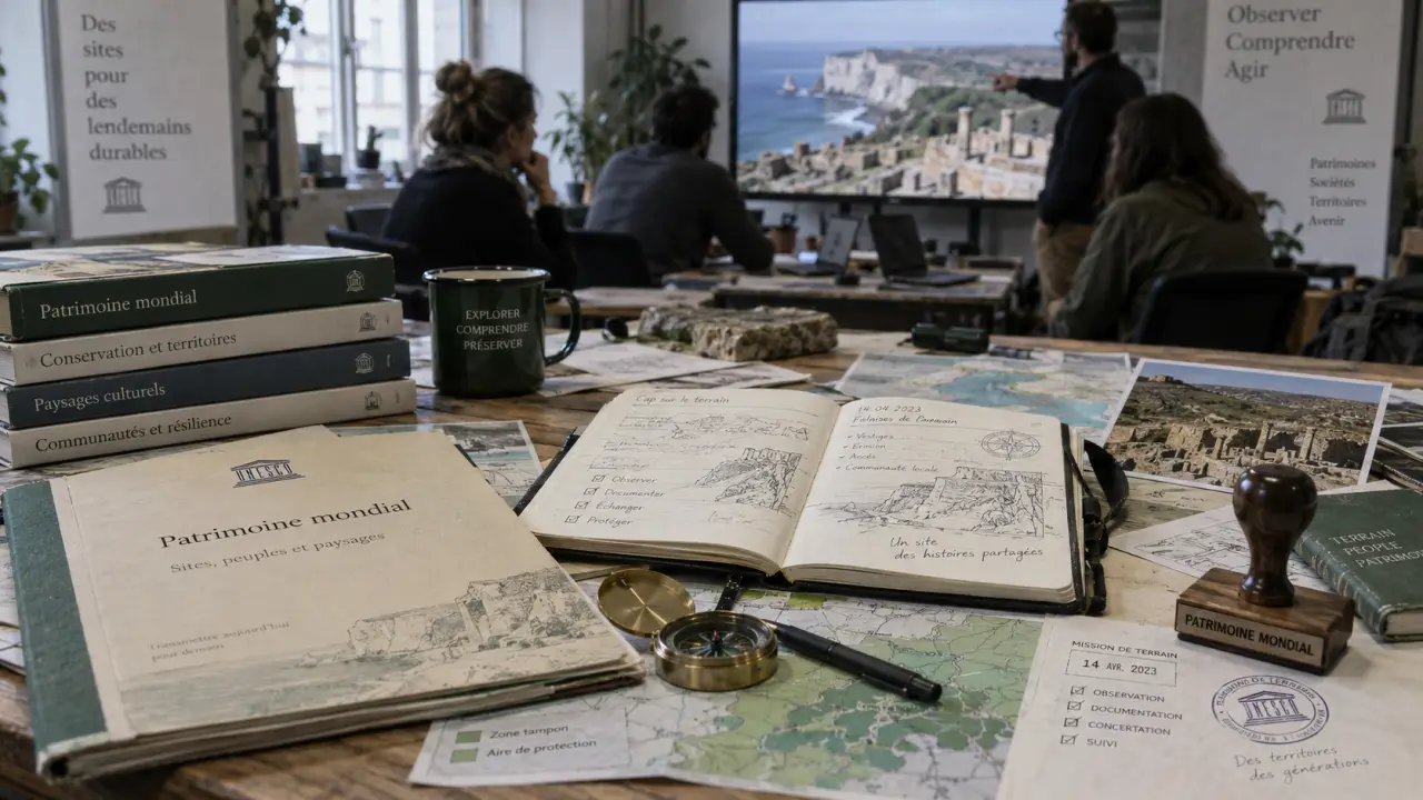 Rôle de l'UNESCO dans la protection du patrimoine : dossiers UNESCO et suivi international des sites.